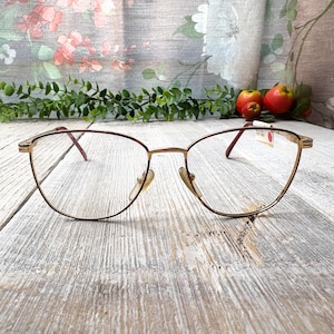 gold amber/tortoise eyeglass frames only 52[]16/135 big square metal glasses 90s nos/vintage/deadstock eyeglasses unisex/men/women 1990s 90s