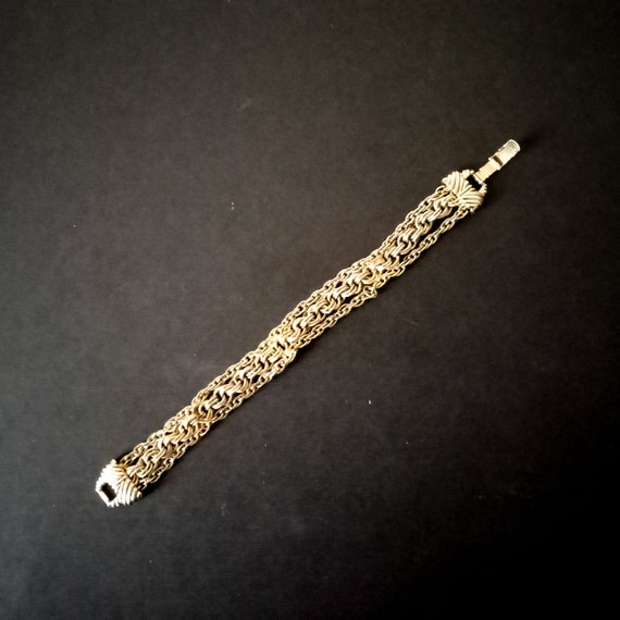 vintage chunky rope bracelet gold metal jewelry - image 1
