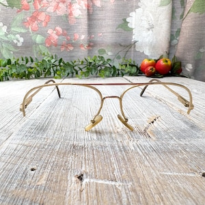 Semi-rimless aviator eyeglass frames only gold metal eyeglasses 90s fashion accessories eyewear unisex/men/women deadstock vintage glasses