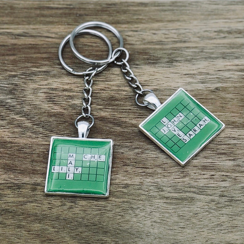 Personalised Scrabble Letter Tile Crossword Keepsake Keyring Etsy