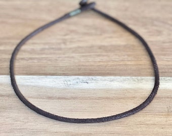 Mens womens brown leather necklace