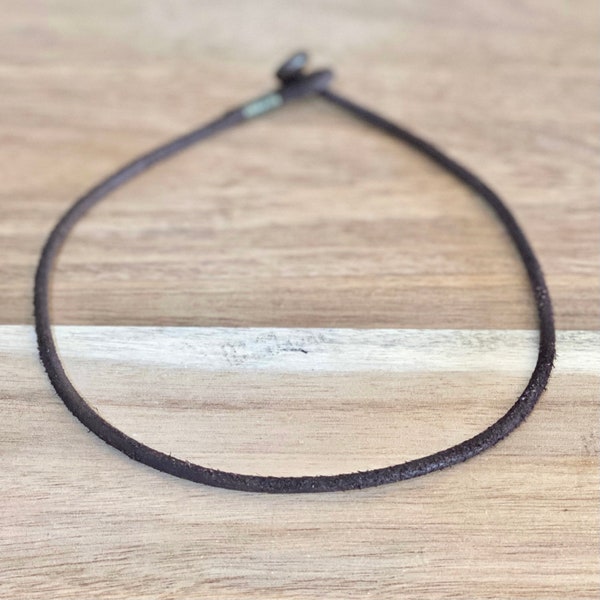 Mens womens brown leather necklace