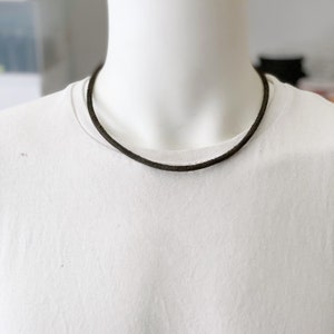 Mens womens unisex 4mm thick black leather necklace image 4