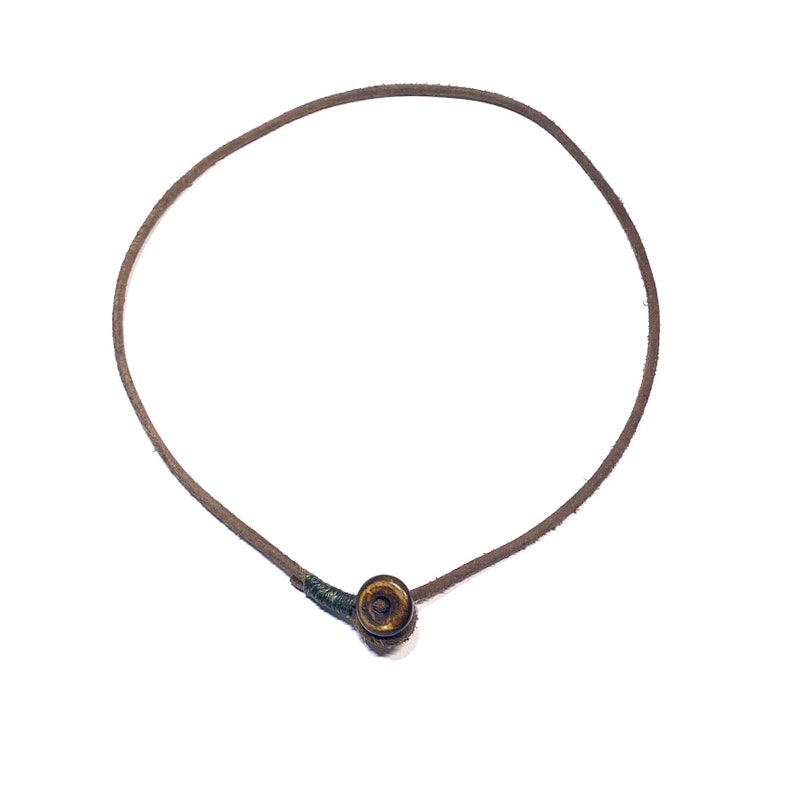 Mens womens unisex thin brown leather necklace image 2