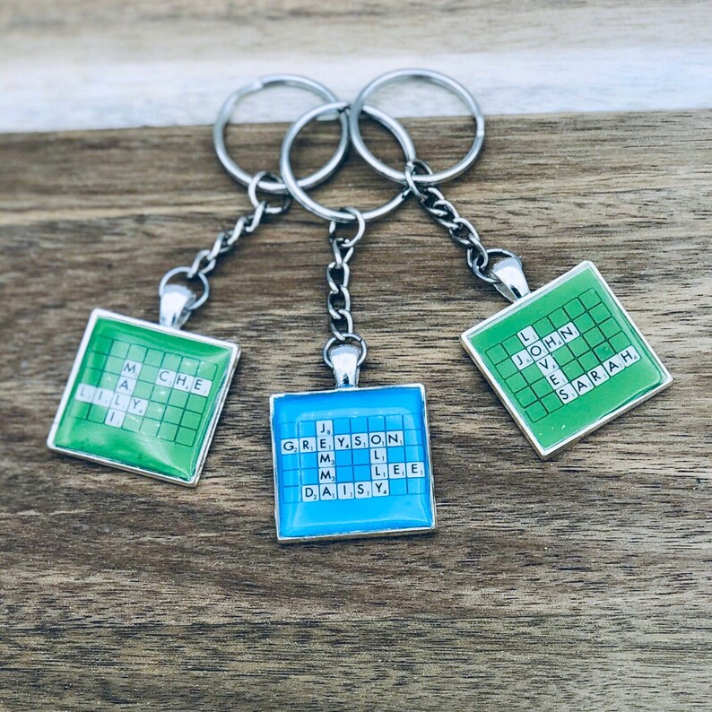 Personalised Scrabble Letter Tile Crossword Keepsake Keyring Etsy
