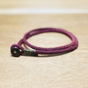 Mens womens unisex burgundy double wrap leather bracelet