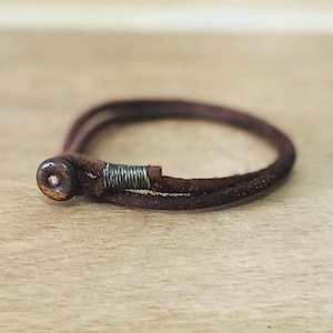Mens womens unisex brown double wrap leather bracelet
