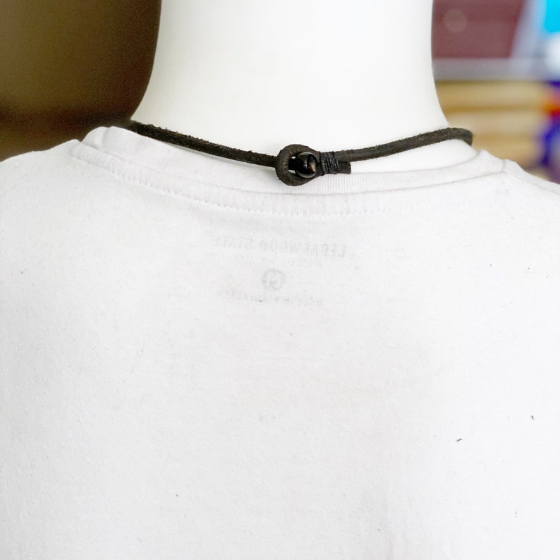 Mens womens unisex 4mm thick black leather necklace image 6