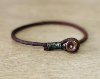Mens womens unisex brown single wrap leather bracelet