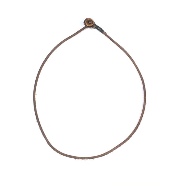 Mens womens unisex thin brown leather necklace