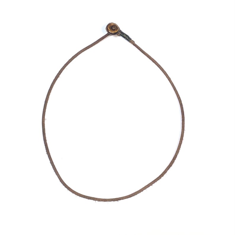 Mens womens unisex thin brown leather necklace image 1