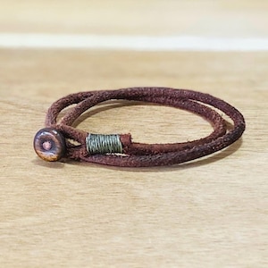 Mens womens unisex brown double wrap leather bracelet