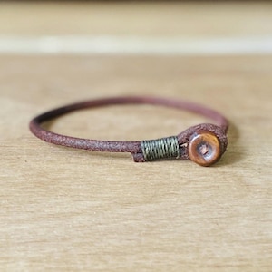 Mens womens unisex brown single wrap leather bracelet