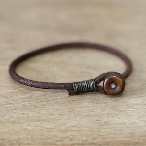 Mens womens unisex brown single wrap leather bracelet image 3