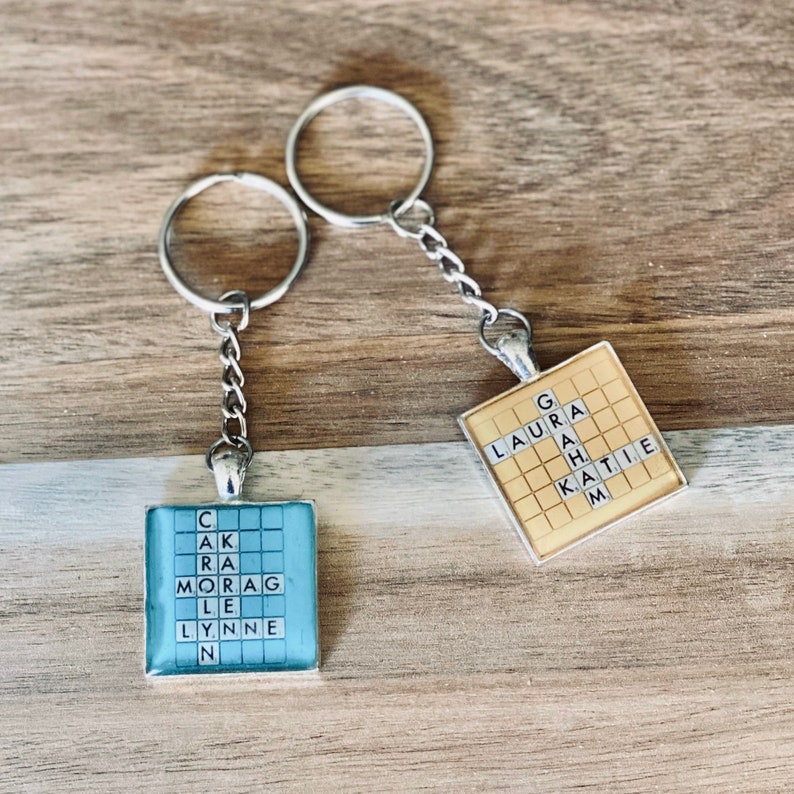 Personalised Scrabble Letter Tile Crossword Keepsake Keyring Etsy