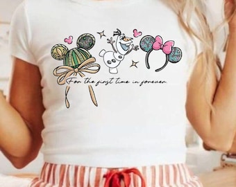 Retro Coquette Bow Disney Princess Christmas Shirt, Magic Kingdom, Elsa Coquette Shirt, Anna Princess Tee, Disney Frozen Baby Tee Crop Tank