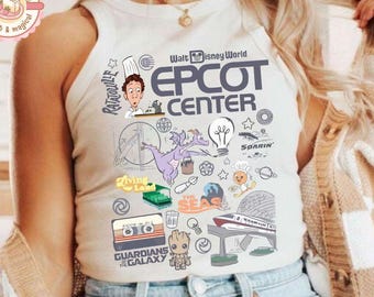 Disney Epcot Baby Tee Crop Tank, Vintage Epcot 1982 Shirt, Epcot Trip Shirt, Disney Family Trip Matching Shirts, Figment Ratatouille Groot