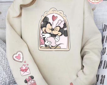 Coquette Bows Mickey Minnie Disney Valentine Sweatshirt, Happy Valentine's Day 2026, WDW Disneyland Valentine Gift For Her, Disney Valentine
