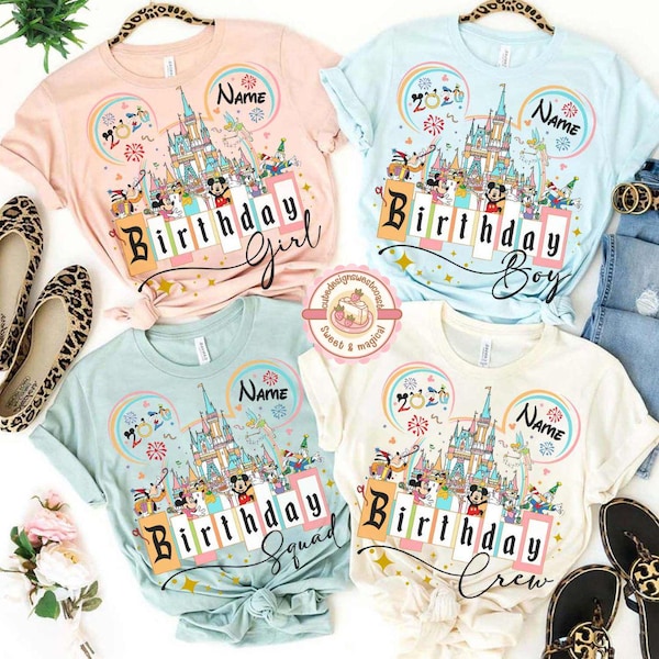 Chemises personnalisées anniversaire 2026 Disney, chemise anniversaire Mickey, anniversaire fille Disney, équipe d'anniversaire, t-shirt meilleur anniversaire de tous les temps Disney