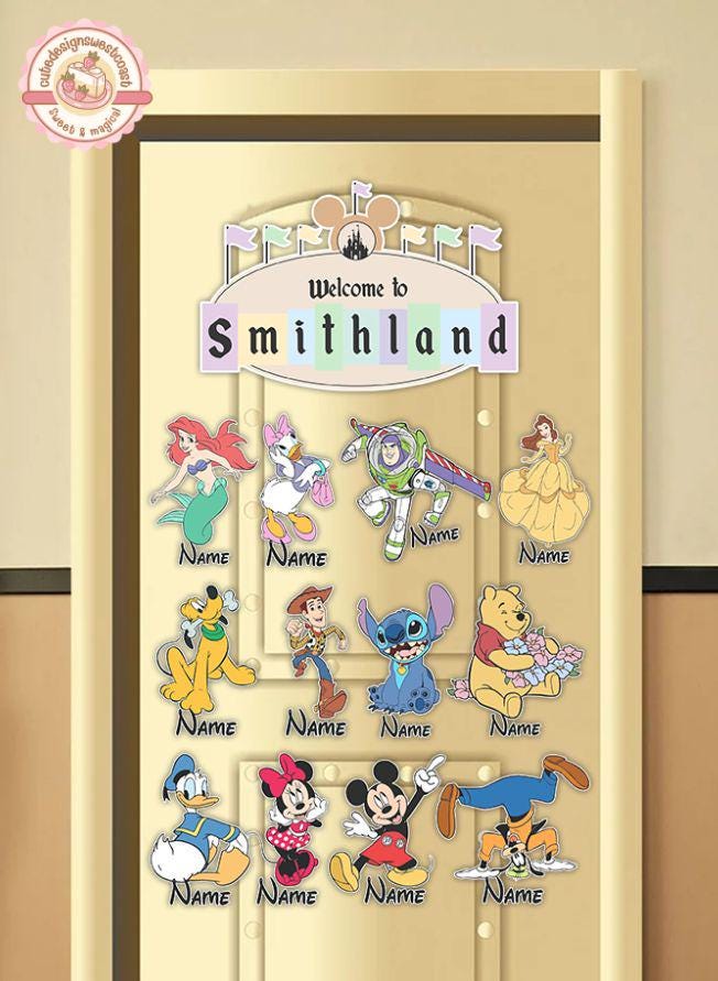 Personalized All Disney Characters Cruise Magnets, Mickey Friends Toy Story Princess Stitch Pooh Magnets, Disney Family Cruise Door Magnet