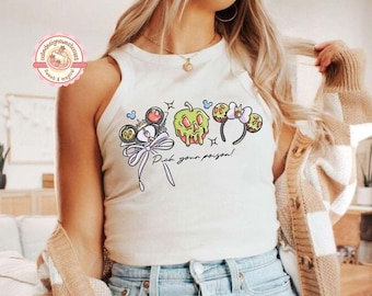 Retro Coquette Bow Evil Queen Baby Tee Crop Tank, Magical Disney Villain Halloween Shirt, Snow White Coquette Bow, Disneyland WDW Girly Tee