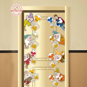 Personalized The Seven Dwarfs With Beer Magnets, Snow White And 7 Dwarfs Refrigerator Magnet, Evil Queen Magnet, Disney Balloons Magnet