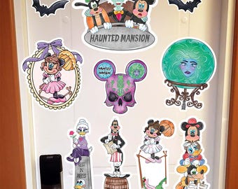 Haunted Mansion Disney Cruise Door Magnets, Foolish Mortals Cruise Magnet, Hitchhiking Ghost Magnet, Mickey & Friends Halloween Magnets