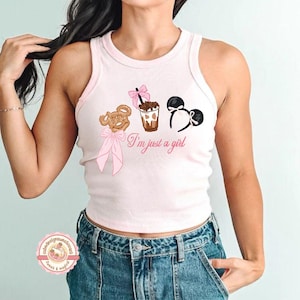 Coquette Bows Watercolor Disney Girl Cake Baby Tee Crop Tank, Disney Snacks Tee, Magic Kingdom Shirt, Disney Girls Trip Shirt, Minnie Ears
