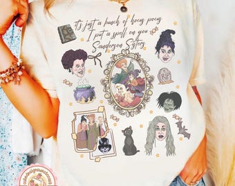 Vintage Disney Hocus Pocus Shirt, It's Just A Bunch Of Hocus Pocus, I Put A Spell On You, Retro Sanderson Sisters Baby Tee, Binx Cat Shirt