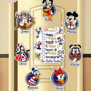 Aimants de croisière personnalisés tous les personnages de Disney, aimant de famille liste de contrôle de croisière Disney, aimant de croisière princesse Disney Mickey Friends