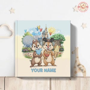 Personalized Theme Park Autograph Book, Kids Vacation Gift, Chip n Dale Double Trouble Signatures Book, WDW Boardbook, Magic Kingdom Epcot