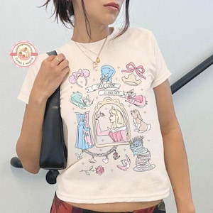 Retro Coquette Sleeping Beauty Baby Tee Crop Tank, Vintage Disney Princess Shirt, Aurora Princess Shirt, Once Upon A Dream, WDW Girly Tee