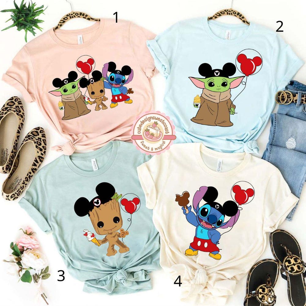 Disney Friends Shirt, Baby Yoda Shirt, Baby Groot Kids Shirt, Stitch Shirts, Disney Snacks Shirt, Disney Kids Shirt, Disney Balloons Shirt
