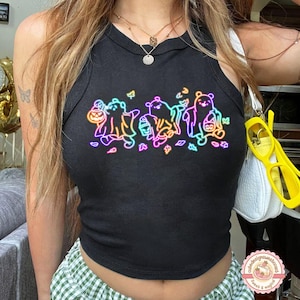 Retro Neon Halloween Pooh Crop Tank, Disney Halloween Baby Tee, Winnie The Pooh Halloween Shirts, Mickey&#39;s Not So Scary Tee, Pooh Ghost Tee