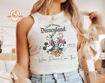 Vintage Disneyland Mickey and Friends Signatures Baby Tee Crop Tank, Retro Mickey & Co Comfort Colors Shirt, Magic Kingdom Trip Tee