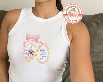 Coquette Bow Minnie And Daisy Crop Tank, Disney Girls Trip Baby Tee, Disney Womens Tank Top, Disney Besties Shirt, Girls Just Wanna Have Fun