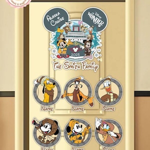 Personalized Disney Alaska Cruise Magnet, Mickey & Friends Disney Cruise Line Magnet, Disney Wonder Family Cruise Door Magnet, Mickey Cruise