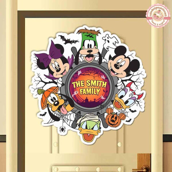 Personalized Mickey and Friends Halloween On the High Seas Magnet, Disney Family Cruise Ship Door Halloween Decor, Mickey Halloween Magnet