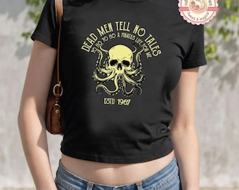 Vintage Dead Men Tell No Tales Baby Tee Crop Top, Disney Inspired Crop Top, Pirates Of The Caribbean Shirt, Disney Pirate’s Life Shirt