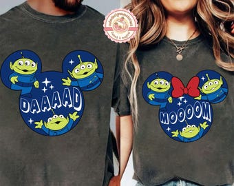 Retro Toy Story Alien Dad Mom Shirt, Mommy Daddy Matching Shirt, 2025 Trip, Mother's Day Gift, Fathers Day Gifts, Disney Mom Tee, Disney Dad