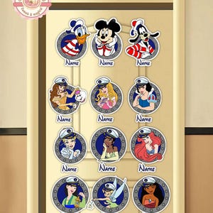 Personalized All Disney Characters Cruise Magnets, Mickey Friends Toy Story Princess Stitch Disney Cruise Magnet, Family Cruise Door Magnet