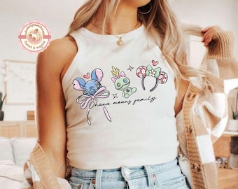 Retro Coquette Bow Stitch Baby Tee Crop Tank, Retro Lilo And Stitch Shirt, Disney Ohana Means Family Tee, Minnie Ears Shirt, WDW Girly Tee