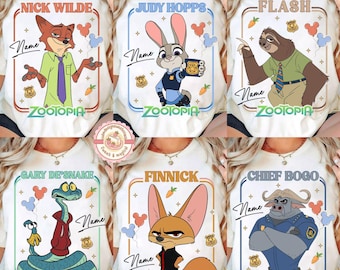 Personalized Disney Zootopia 2 Movie 2025 All Characters Group Shirts, Judy Hopps Nick Wilde Birthday T-Shirt, Disneyland Family Matching