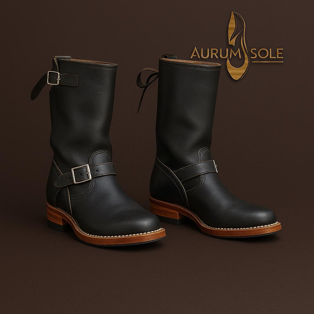 靴 US8 SPPN 9in ENGINEER BOOTS BLACK TUMAZ Black Engineer Boots