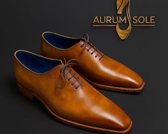 Handmade Brown Leather Oxford Dress Shoes: Whole-Cut Formal Wear