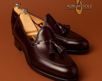 Mocasines de cuero marrón hechos a mano para hombre, mocasines, zapatos casuales formales