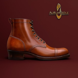 Handmade Men&#39;s Tan Genuine Leather Boots Formal Dress Office Shoes, Casual Boots