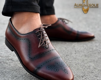 Men’s Formal Leather Shoes Brown – Oxford Brogue Dress Shoes for Wedding, Office, Business, Luxury Classic Footwear