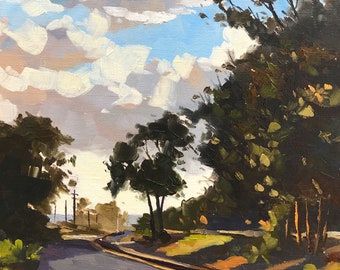 Sunset in Carpinteria - 8x10 - Landscape Oil Painting by Sharon Schock