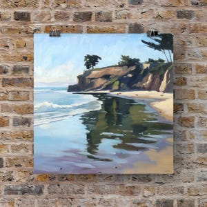 Leadbetter Reflections Art Print - Santa Barbara Oil painting by Sharon Schock 8x8, 12x12, 16x16, 20x20